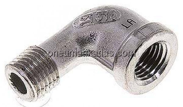 90°-Einschraubwinkel NPT 1/4"(IG)-NPT 1/4"(AG), 1.4408