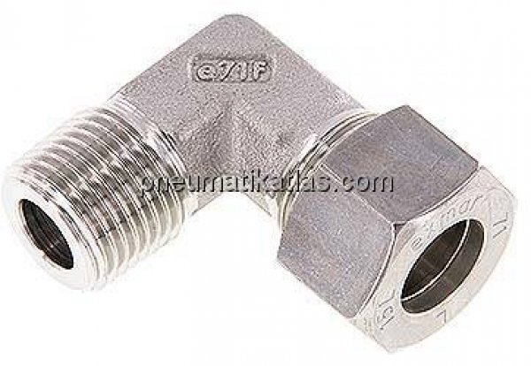 Winkel-Schneidringverschraub. R 1/2"-15 L (M22x1,5), Klemmring 1.4571 (NC)