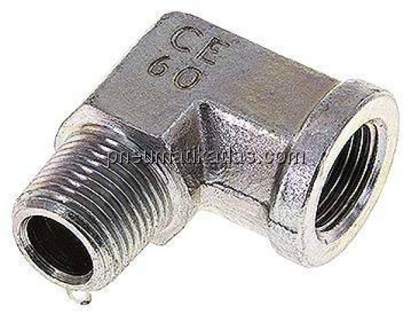 90°-Einschraubwinkel NPT 3/8", Stahl verzinkt