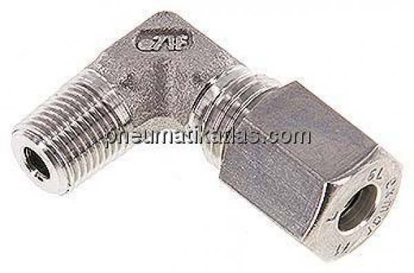 Winkel-Schneidringverschraub. R 1/8"-6 L (M12x1,5), Klemmring 1.4571 (NC)