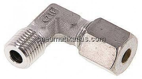 Winkel-Schneidringverschraub. R 1/4"-6 S (M14x1,5), Klemmring 1.4571 (NC)