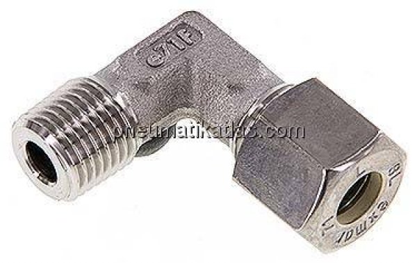 Winkel-Schneidringverschraub. R 1/4"-8 L (M14x1,5), Klemmring 1.4571 (NC)