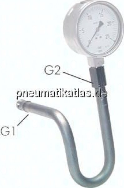 Wassersackrohr U-Form(1.4571) G 1/2" (AG)-Zapfen-G 1/2" (IG)-Spannmuffe