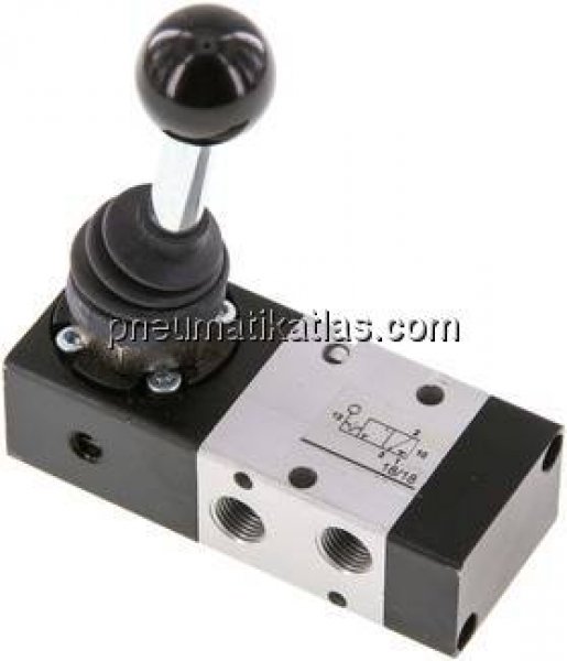 3/2-Wege Handhebelventil, Raste, G 1/8"