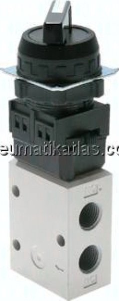 3/2-Wege Ventil G 1/4", Drehschalter schwarz