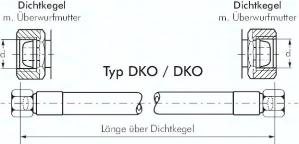 Hydraulikschlauch 2 SN, DKO / DKO 8 L (M 14 x 1,5), 1.100mm