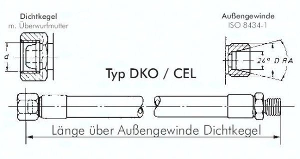 Hydraulikschlauch 2 SN, DKO / CEL 10 L (M 16 x 1,5), 1.900mm