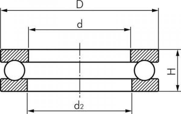 Axial Rillenkugellager, DIN 711, 75x160x65,0mm, ebene Auflage