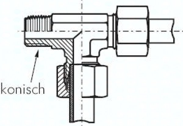 LE-Schneidringverschraubung M 22x1,5 (konisch)-16 S (M24x1,5), Stahl verzinkt