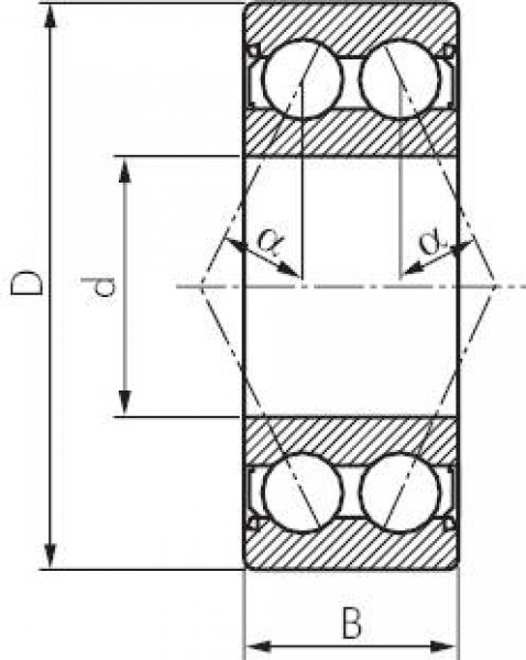 Schrägkugellager zweireihig, DIN 628, 30x72x30,2mm, 2RS abgedichtet (berührende Dichtungen)