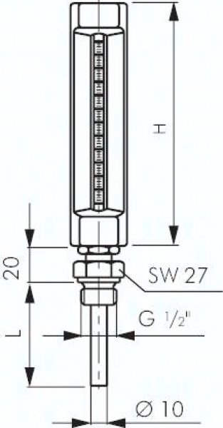 Maschinenthermometer (150mm) senkrecht/-30 bis +50°C/250mm