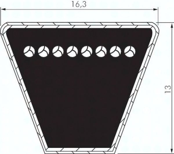 Schmalkeilriemen, DIN 7753/1, SPB 16,3x13, Ld=1.250mm