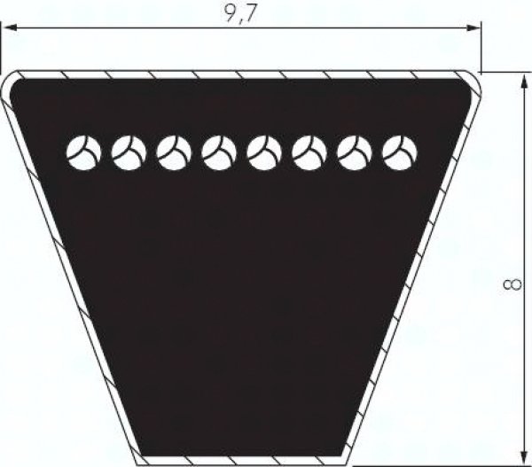 Schmalkeilriemen, DIN 7753/1, SPZ 9,7x8, Ld=875mm