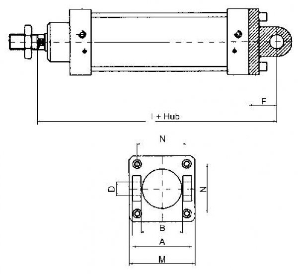 ISO 15552-Gabelschwenkbefestigung 200 mm, Aluminium mit Buchse