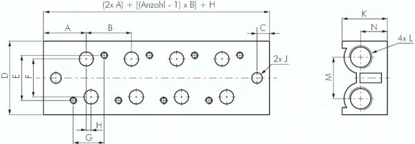 Mehrfachanschlussplatte (12-fach) für 3/2-Wege Ventile