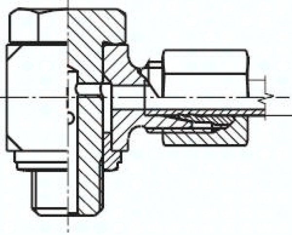 Winkel-Schwenkverschraubung M 14x1,5-8 S (M16x1,5), Stahl verzinkt