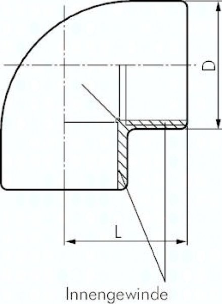 90°-Winkel Rp 3" (IG), PVC-U