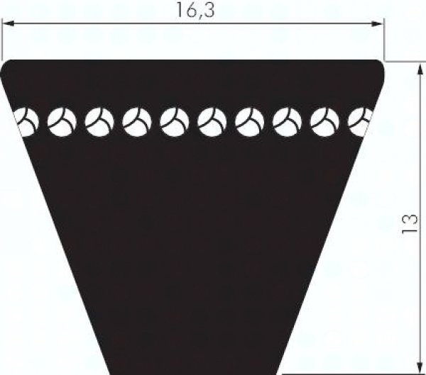 Schmalkeilriemen flankenoffen, formgez. XPB 16,3x13 (4.250mm)