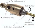 Drehdurchführ. G 1-1/2"-G 1", Welle-Rohr G 1-1/2" LH-36mm