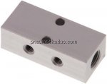 Verteilerleiste 2 x G 1/8"-4 x M 5, Aluminium eloxiert