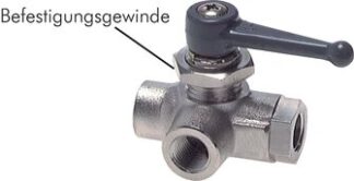 3-Wege Kugelhähne mit Befestigungsgewinde|PN 20