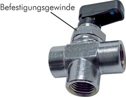 3-Wege Kugelhähne, vertikal, mit Befestigungsgewinde (kompakt)|PN 20