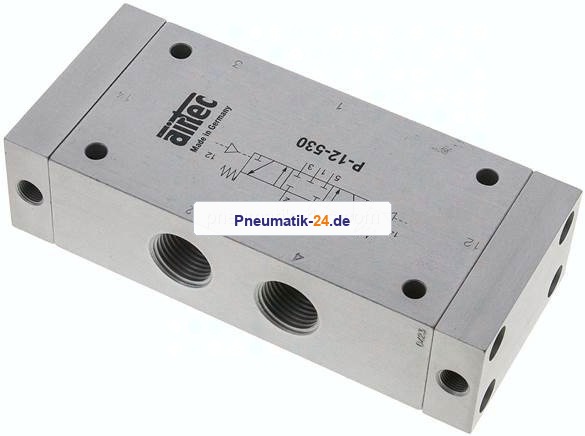 5/3-Wege Pneumatikventil, G 1/2", Mittelstellung geschlossen, Standard