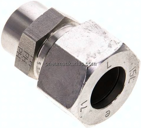 Gerade Anschweißverschraubung 15 L (M22x1,5), 1.4571