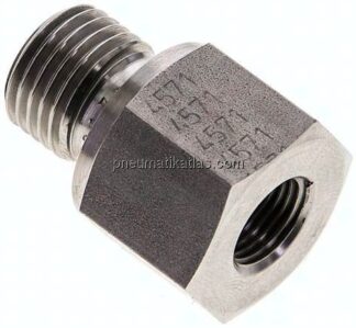Hydraulik-Reduzierung G 1/4"(AG)-G 1/8"(IG), 1.4571, FKM-Dichtung