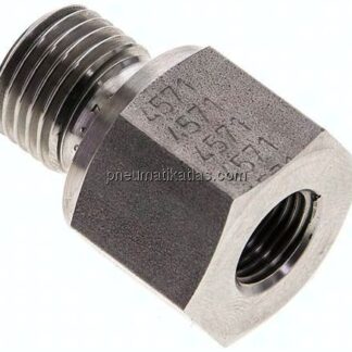 Hydraulik-Reduzierung G 1/4"(AG)-G 1/8"(IG), 1.4571, FKM-Dichtung