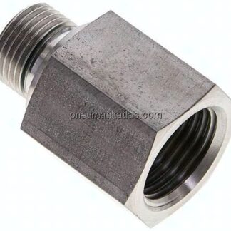 Hydraulik-Reduzierung G 3/8"(AG)-G 1/2"(IG), 1.4571, FKM-Dichtung