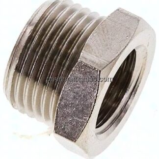 Reduziernippel G 3/8"(AG)-G 1/4"(IG), Messing vernickelt