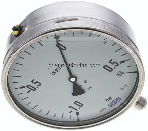 Chemie-Glycerin-Manometer senkrecht,160mm, -1 bis 0,6 bar