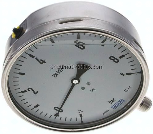 Chemie-Glycerin-Manometer senkrecht,160mm, -1 bis 9 bar