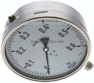 Chemie-Glycerin-Manometer senkrecht,160mm, 0 - 0,6 bar