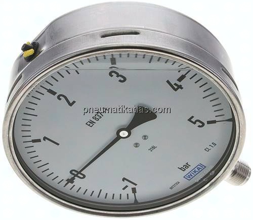 Chemie-Glycerin-Manometer senkrecht,160mm, -1 bis 5 bar