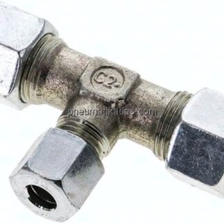 T-Schneidringverschraubung 12 L (M18x1,5)-8 L (M14x1,5)-12 L (M18x1,5), Stahl verzinkt
