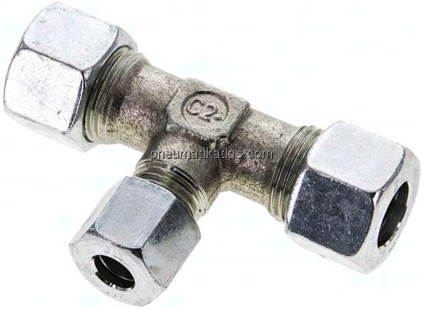 T-Schneidringverschraubung 12 L (M18x1,5)-8 L (M14x1,5)-12 L (M18x1,5), Stahl verzinkt