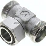 Einstellb. T-Schneidringverschraubung 35 L (M45x2), ohne Mutter & Schneidring, Stahl verzinkt