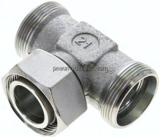 Einstellb. T-Schneidringverschraubung 35 L (M45x2), ohne Mutter & Schneidring, Stahl verzinkt