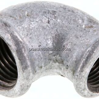 90°-Winkel Rp 1/2"-Rp 3/8", Temperguss verzinkt