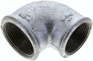 90°-Winkel Rp 1-1/2"-Rp 1-1/4", Temperguss verzinkt