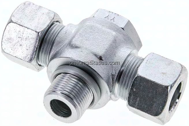 T-Schwenkverschraubung M 22x1,5-16 S (M24x1,5), Stahl verzinkt