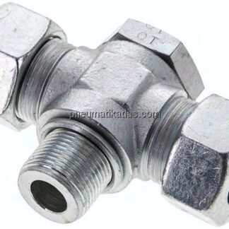 T-Schwenkverschraubung M 22x1,5-18 L (M26x1,5), Stahl verzinkt