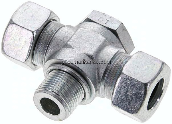 T-Schwenkverschraubung M 22x1,5-18 L (M26x1,5), Stahl verzinkt