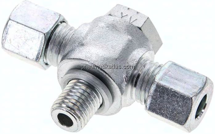 T-Schwenkverschraubung M 12x1,5-8 L (M14x1,5), Stahl verzinkt