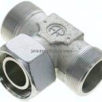 Einstellb. T-Schneidringverschraubung 38 S (M52x2), ohne Mutter & Schneidring, Stahl verzinkt
