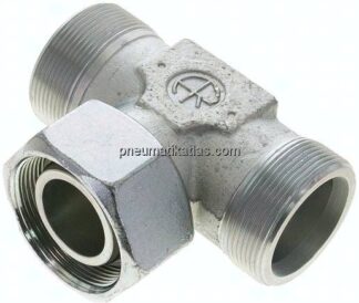 Einstellb. T-Schneidringverschraubung 38 S (M52x2), ohne Mutter & Schneidring, Stahl verzinkt