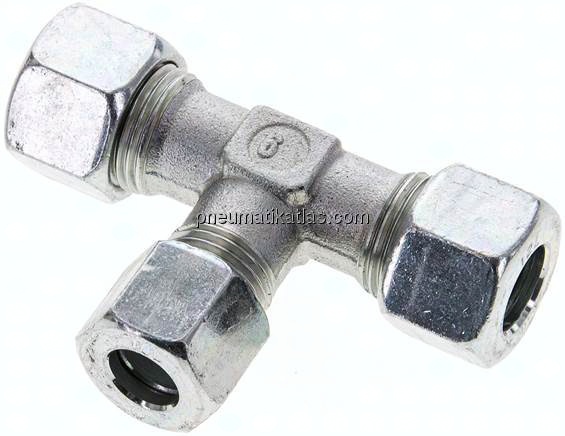 T-Schneidringverschraubung 12 L (M18x1,5)-10 L (M16x1,5)-12 L (M18x1,5), Stahl verzinkt