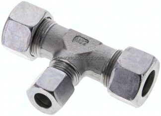 T-Schneidringverschraubung 15 L (M22x1,5)-10 L (M16x1,5)-15 L (M22x1,5), Stahl verzinkt